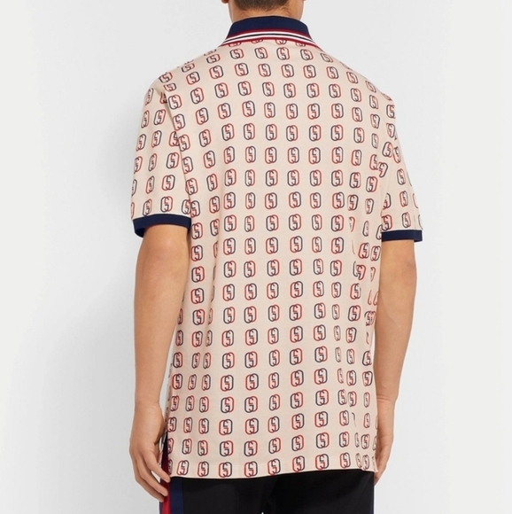 Gucci Logo Print Cotton Pique Polo Shirt - Picture 3 of 8